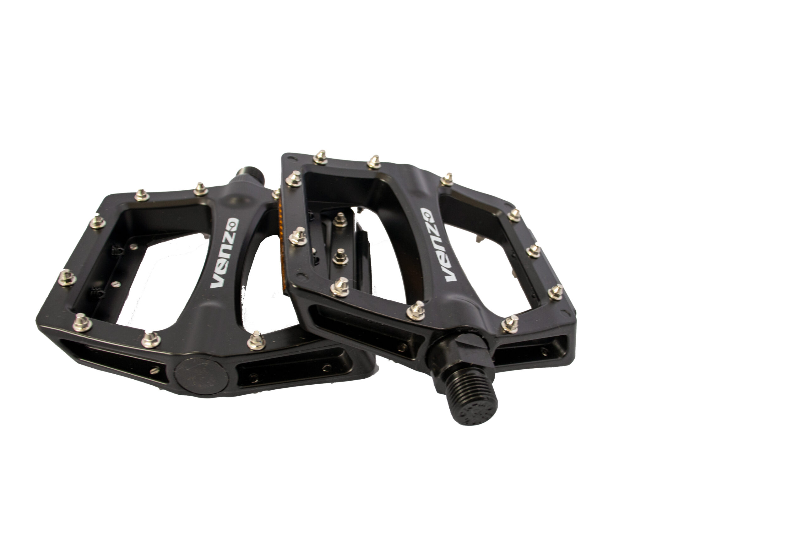 Pedal MTB Venzo Professional Plataforma - Cleat Dual-sided Alloy  Negro/Niquelado - Aro y Pedal